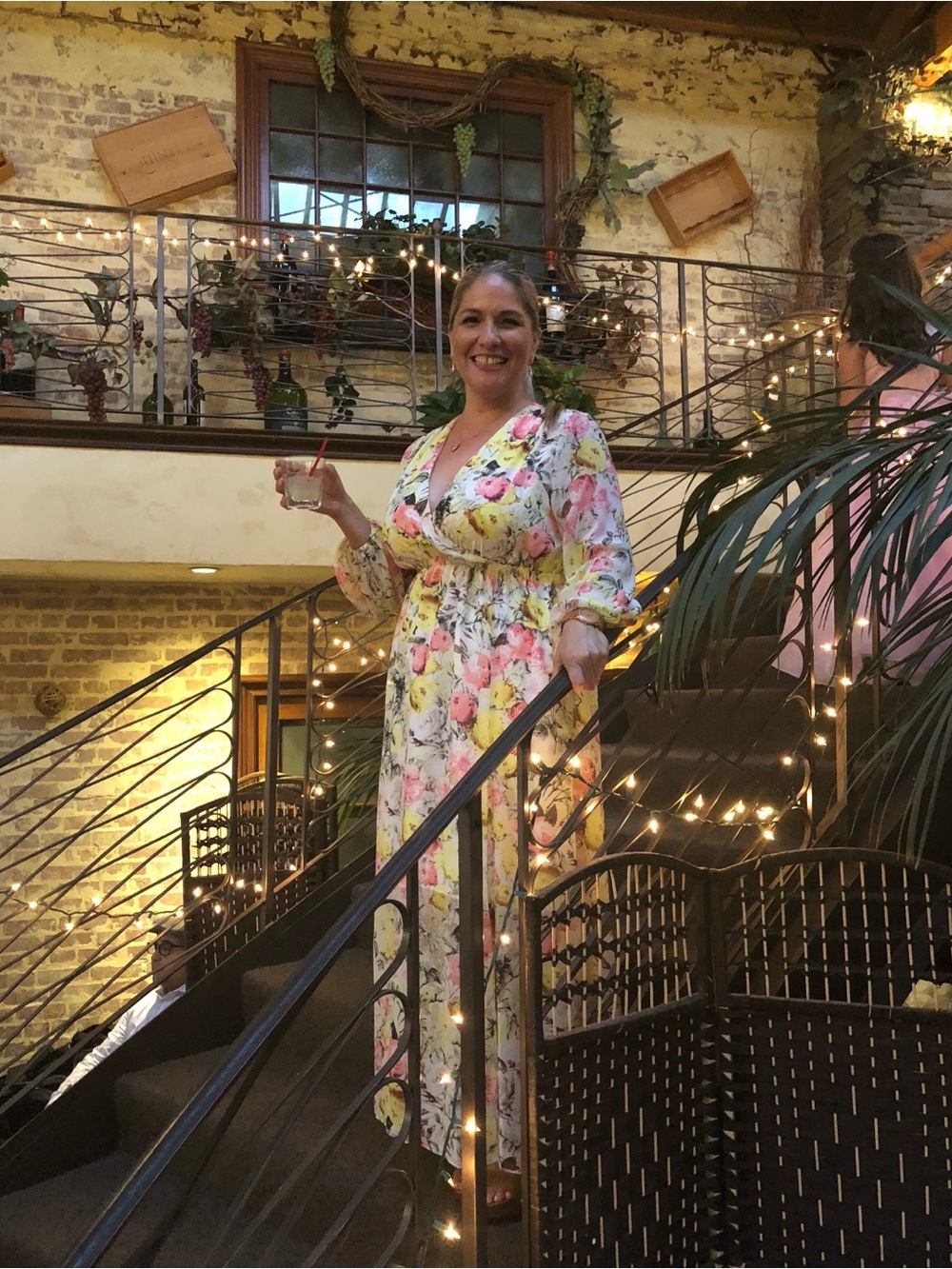 INC International Concepts Cream Floral Maxi Dress with Pink & Yellow Blooms